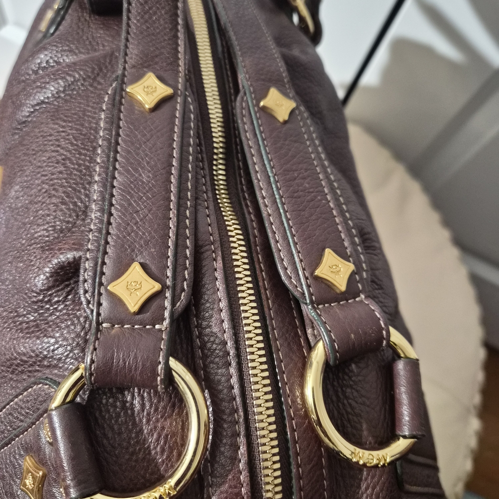 MCM Brown Leather Tote Bag with Gold Hardware - Picture 6 of 16